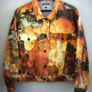Moschino Autumn Flowers 90s Printed Crop Jacket Rare Vintage Piece
